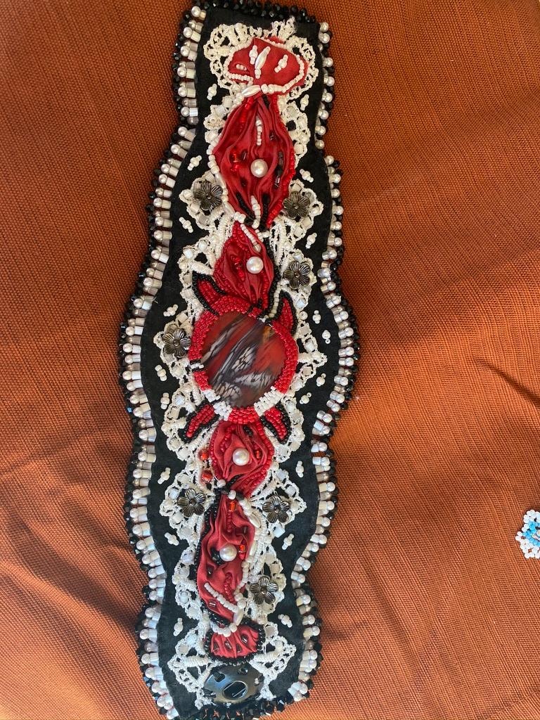 Red & Black Ornate Cuff